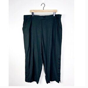 Universal Standard Linen Blend Button Cropped Pants Black size 14